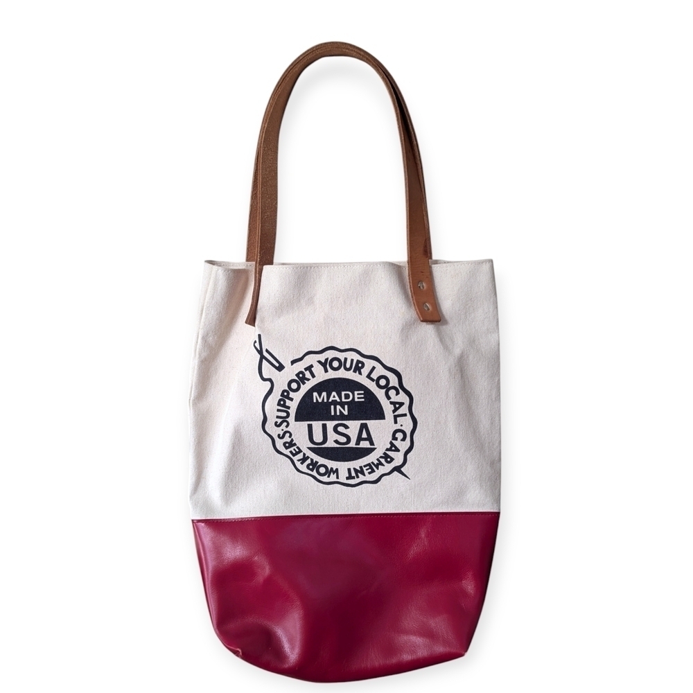 Fleabags Tote Bag with Leather Handles Red and White Handmade in Brooklyn Rare - Picture 10 of 10